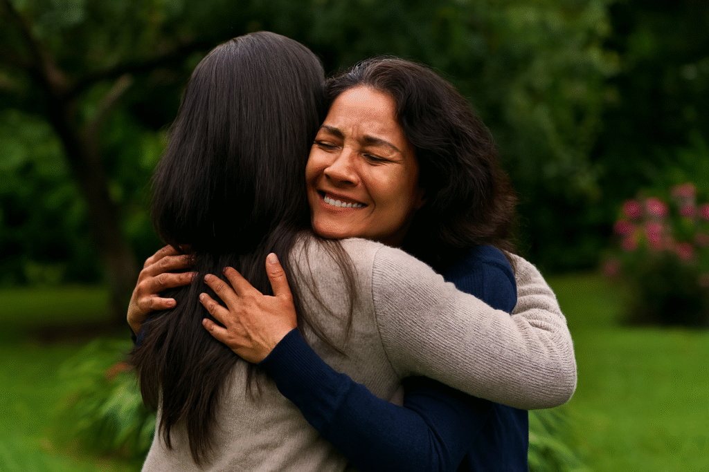 Duas mulheres liberando o perdão